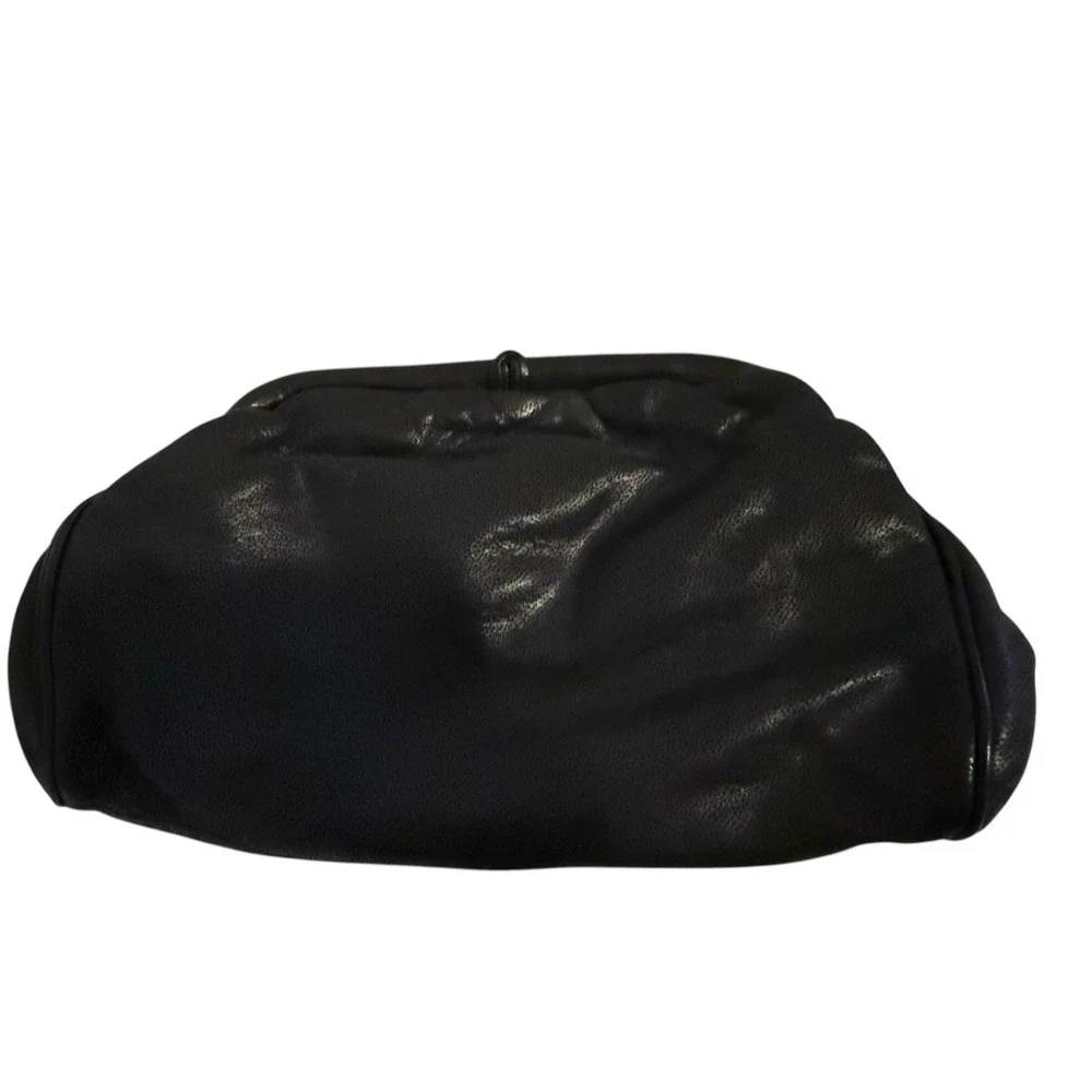 Vintage 80's Purse Black Genuine Leather Clutch Party Bag